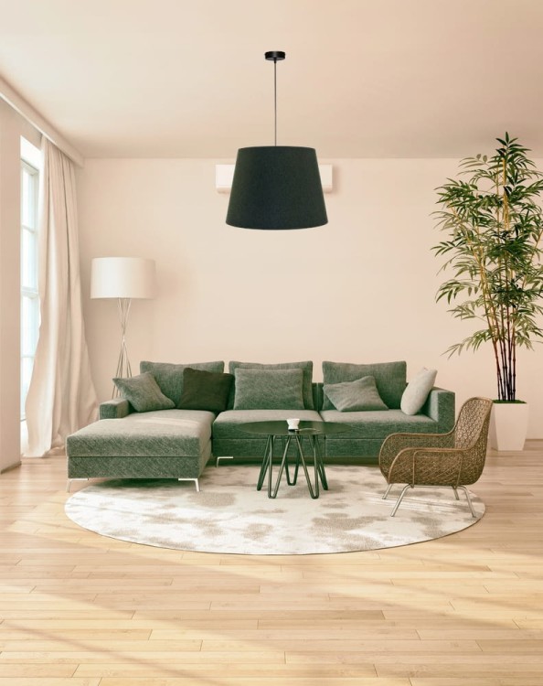 Lampa wisząca Abażur zielony sosnowy + złoty AVOLA - stożek B 40 - aranżacja 1