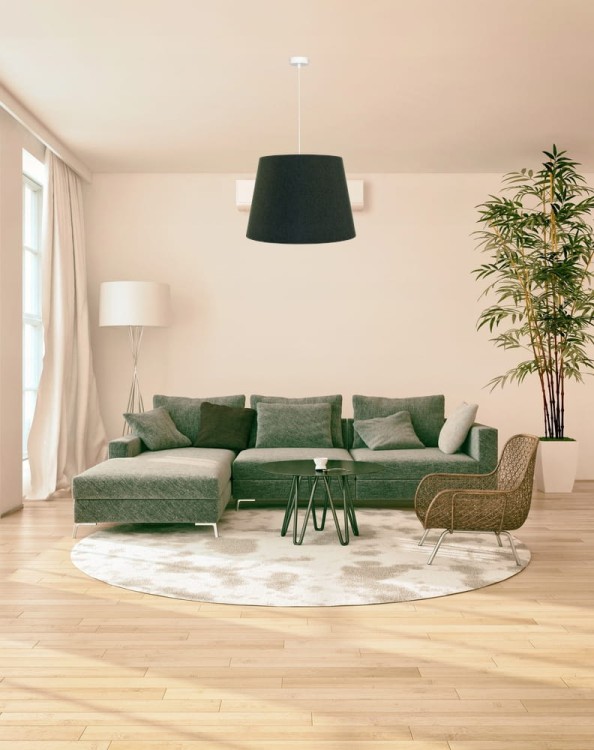 Lampa wisząca Abażur zielony sosnowy + złoty AVOLA - stożek B 44 - aranżacja 2