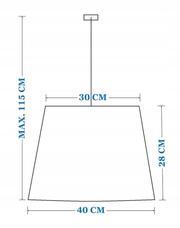 Lampa wisząca Abażur różowy MATERA - stożek B 40 - rysunek -wymiary