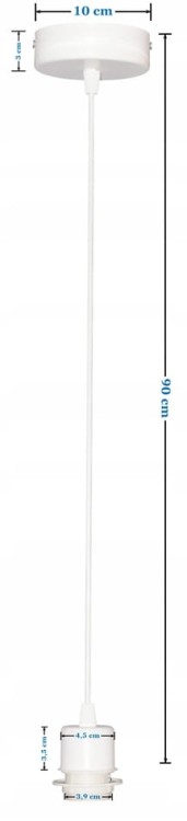 Lampa wisząca Abażur biały zimny MIRANO - stożek B 44 - zawieszenie białe - wymiary