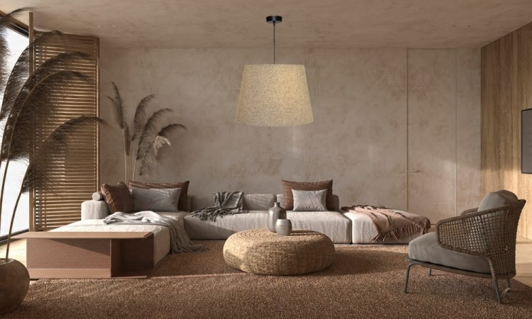 Lampa wisząca Abażur beżowy AREZZO - stożek B 40 - aranżacja 1