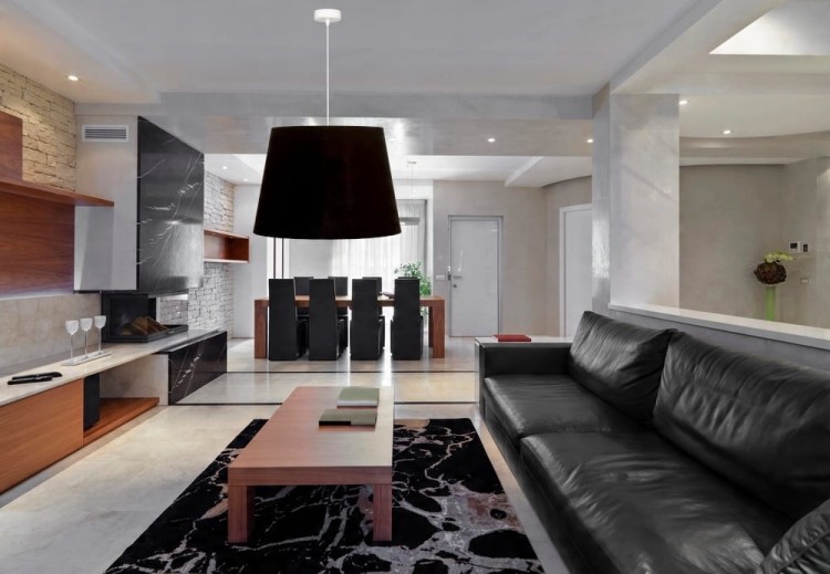 Lampa wisząca Abażur czarny + złoty  MIRANO - stożek B 40 - aranżacja 2