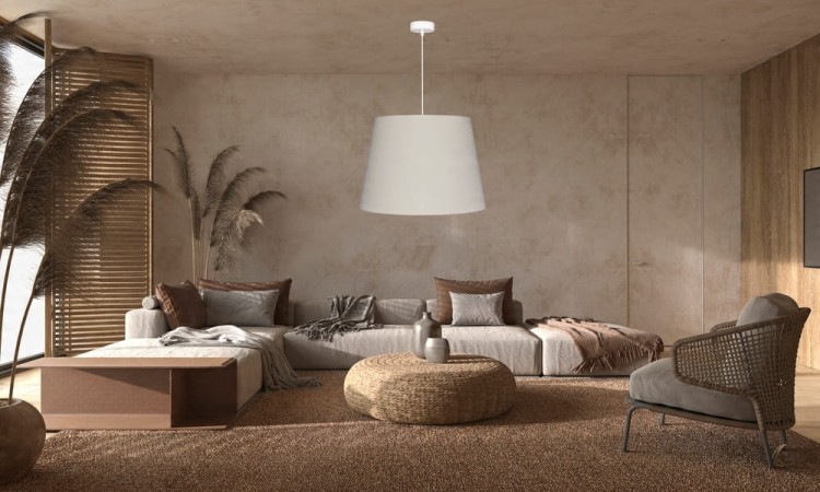 Lampa wisząca Abażur beżowy MIRANO - stożek B 40 - aranżacja 2