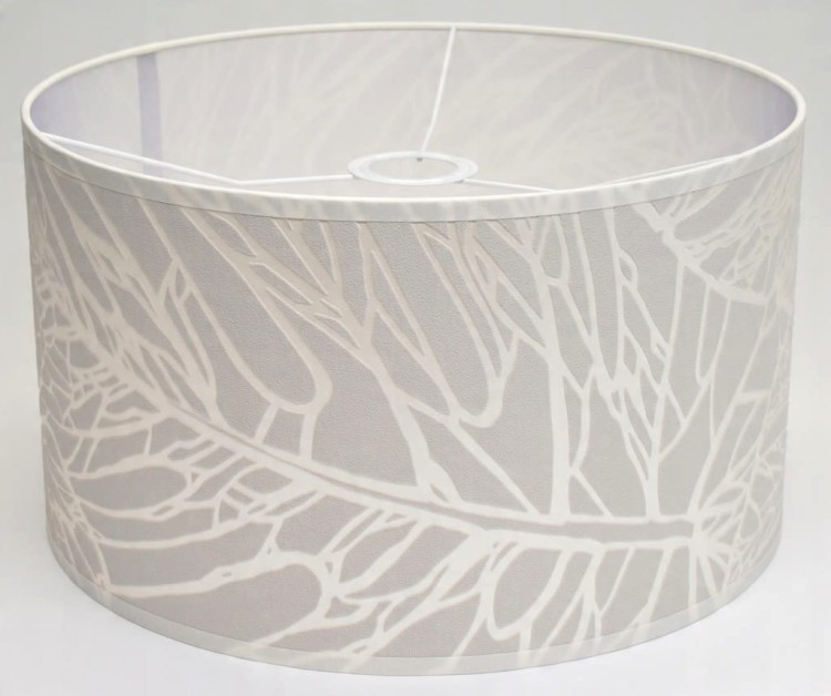 Abażur beżowy LIŚĆ - walec 35 - mocowanie