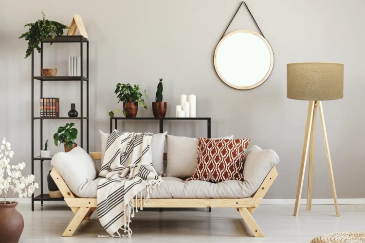 Abażur beżowy Juta ROCCA - walec 40 - aranżacja 1