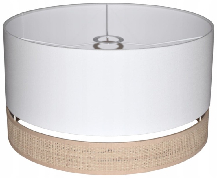 Abażur biały / rafia MIRANO - podwójny 40 - mocowanie