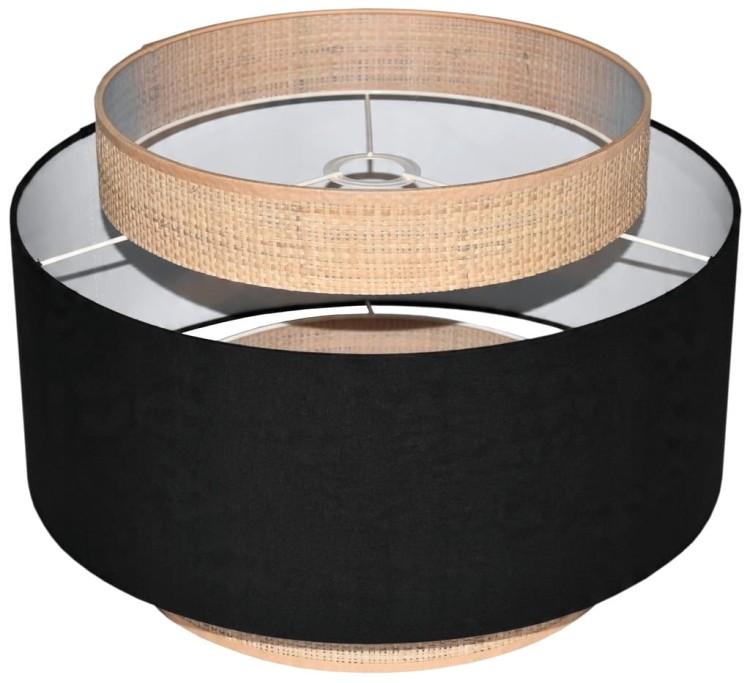 Abażur czarny / rafia MIRANO - tort 35 - mocowanie