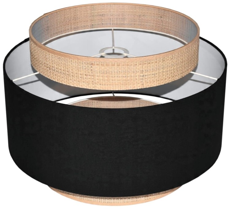 Abażur czarny / rafia MIRANO - tort 45 - mocowanie