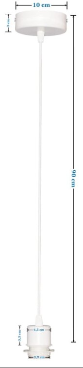 Lampa wisząca Abażur Robaczki PANCA - walec 30 - zawieszenie białe - wymiary