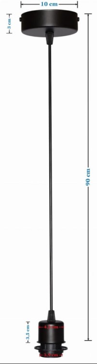 Lampa wisząca Abażur Robaczki PANCA - walec 30 - zawieszenie czarne - wymiary