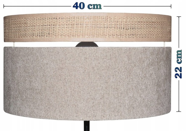 Abażur beżowy / rafia VENOSA - podwójny 40 - wymiary
