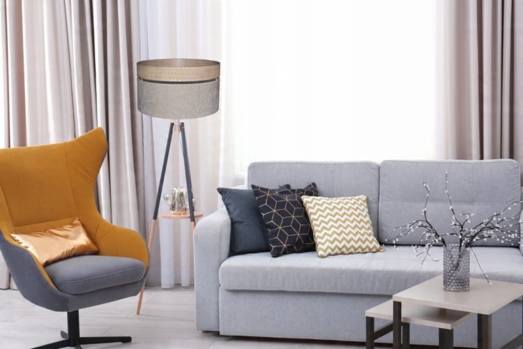 Abażur beżowy / rafia VENOSA - podwójny 40 - aranzacja 1