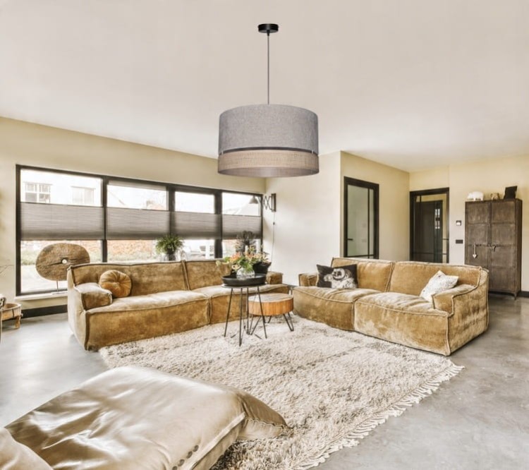 Abażur beżowy / rafia VENOSA - podwójny 40 - aranżacja 2