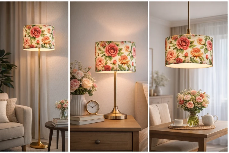 Abażur Róże Kolorowe PRIMAVERA - walec 25