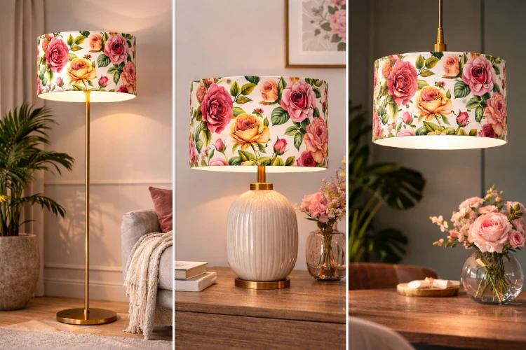 Abażur Róże Kolorowe PRIMAVERA - walec 45