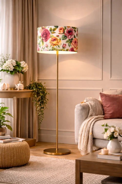 Abażur Róże Kolorowe PRIMAVERA - walec 45