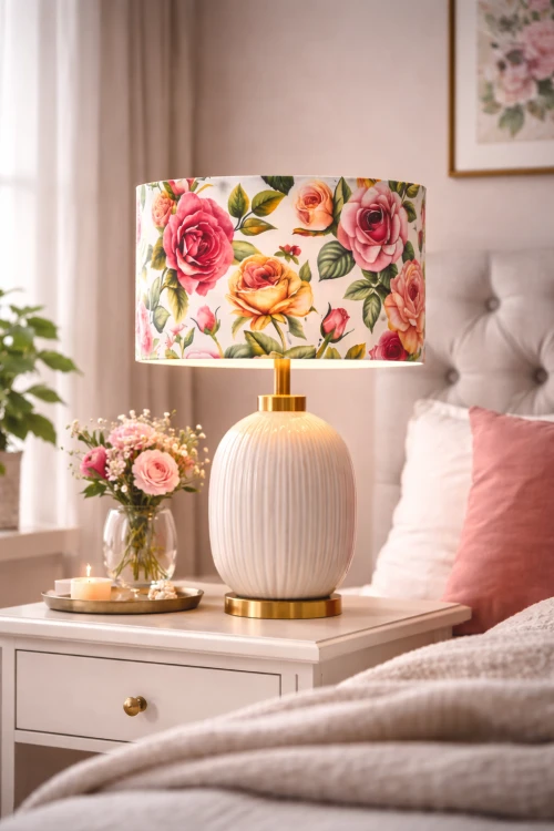 Abażur Róże Kolorowe PRIMAVERA - walec 45