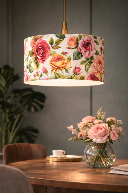 Abażur Róże Kolorowe PRIMAVERA - walec 45