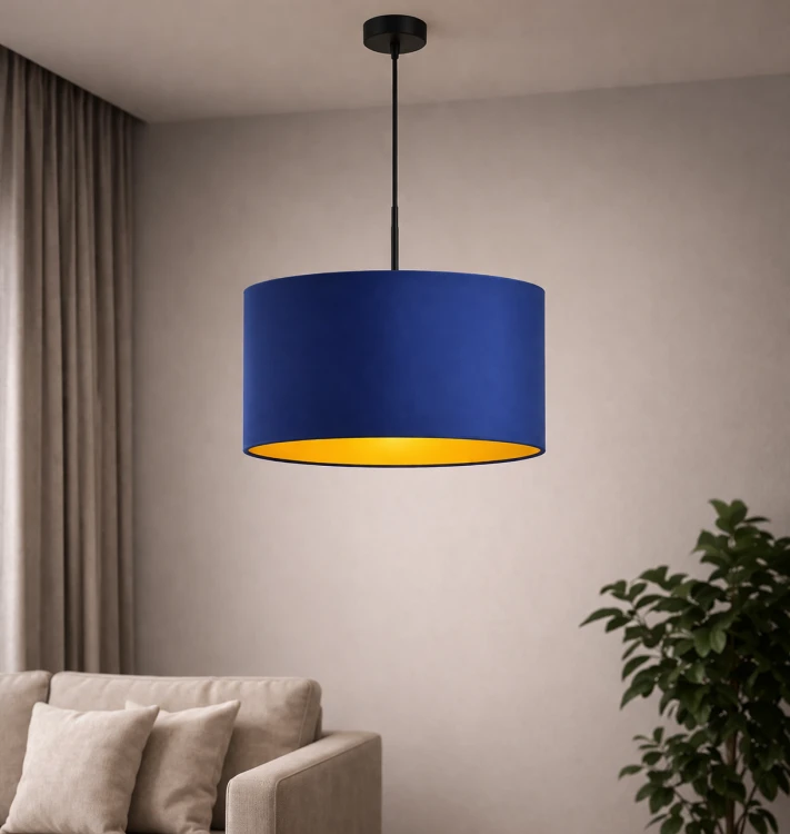 Abażur WELUR "Magic Velvet" Granatowy PIANO - walec 40