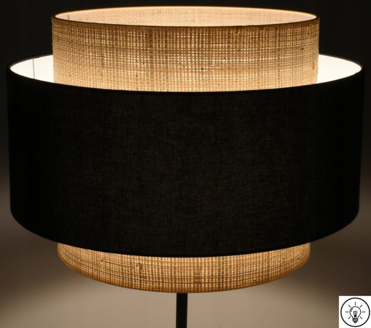 Abażur czarny / rafia MIRANO - tort 35 - zapalony 1