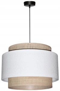 Lampa wisząca Abażur biały Boucle  / rafia VENOSA - tort 35