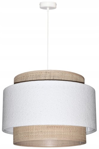 Lampa wisząca Abażur biały Boucle  / rafia VENOSA - tort 35 - zawieszenie białe