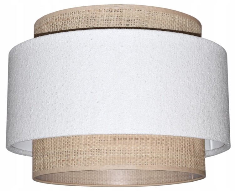 Lampa wisząca Abażur biały Boucle / rafia VENOSA - tort 45 - zgaszony