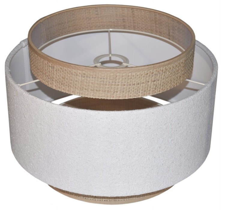 Lampa wisząca Abażur biały Boucle / rafia VENOSA - tort 45 - mocowanie