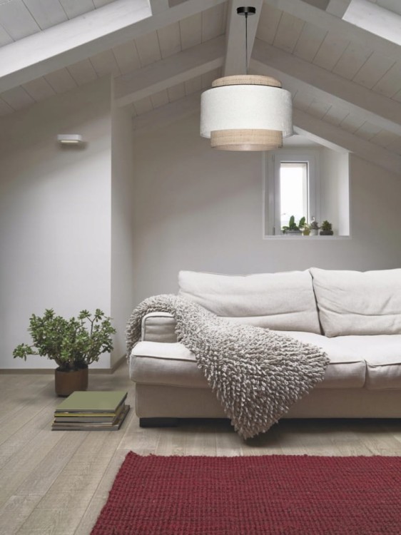 Lampa wisząca Abażur biały / rafia AREZZO - tort 35 - aranżacja 1