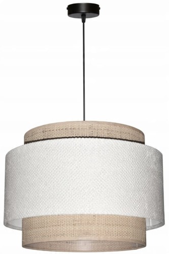 Lampa wisząca Abażur biały / rafia AREZZO - tort 45 - zawieszenie czarne