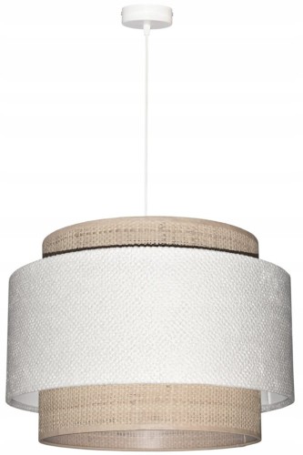 Lampa wisząca Abażur biały / rafia AREZZO - tort 45 - zawieszenie białe