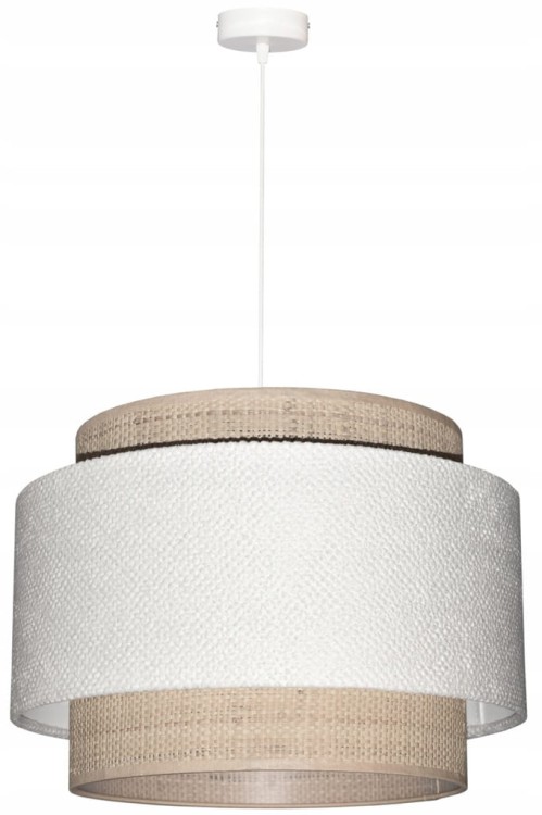Lampa wisząca Abażur biały / rafia AREZZO - tort 45 - zawieszenie białe