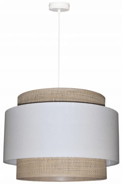 Lampa wisząca Abażur biały / rafia MIRANO - tort 45 - zawieszenie białe