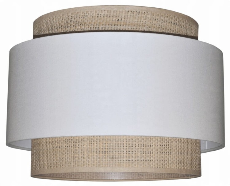 Lampa wisząca Abażur biały / rafia MIRANO - tort 45 - zgaszony