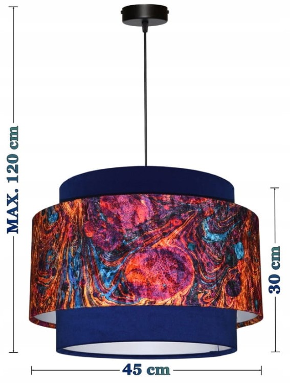 Lampa wisząca Abażur Lawa PANCA - tort 45 - wymiary
