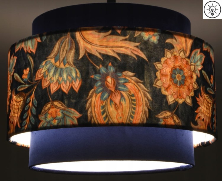 Lampa wisząca Abażur Kwiaty Orientu PANCA - tort 35 - zaplony