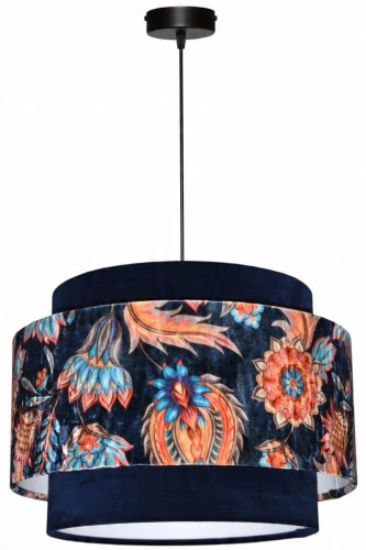 Lampa wisząca Abażur Kwiaty Orientu PANCA - tort 45 - zawieszenie czarne
