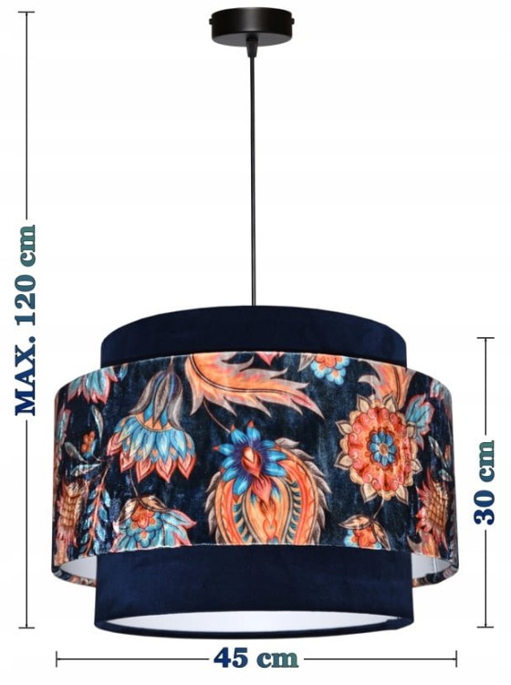 Lampa wisząca Abażur Kwiaty Orientu PANCA - tort 45 - wymiary