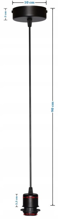 Lampa wisząca Abażur Kwiaty Orientu PANCA - tort 45 - zawieszenie czarne - wymiary