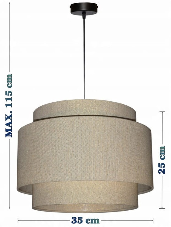 Lampa wisząca Abażur złoty LATINA - tort 35 - wymiary