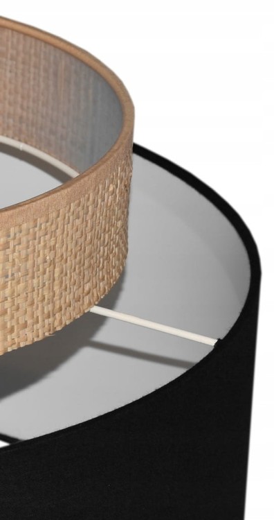 Lampa wisząca Abażur czarny / rafia MIRANO - tort 45 - detal 1