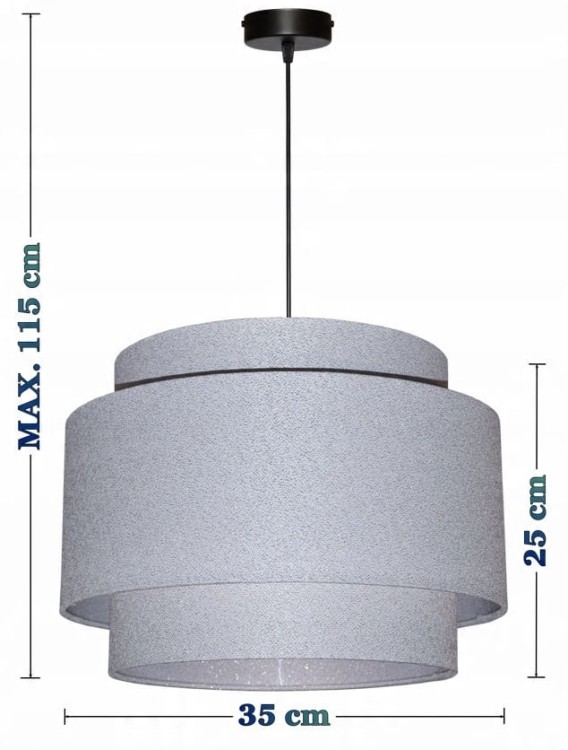 Lampa wisząca Abażur perłowy ANDRIA- tort 35 - wymiary