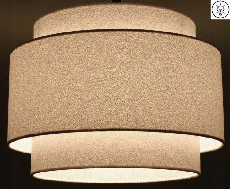 Lampa wisząca Abażur perłowy ANDRIA- tort 45 - zapalony