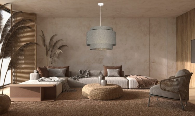 Lampa wisząca Abażur stare złoto PRATO- tort 45 - aranżacja 2