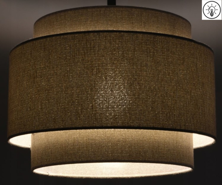 Lampa wisząca Abażur stare złoto PRATO- tort 45 - zapalony