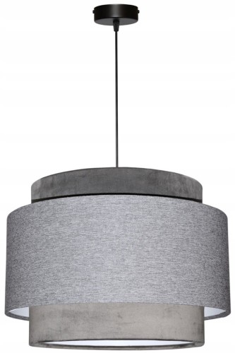 Lampa wisząca Abażur szary AVOLA - tort 35 - zawieszenie czarne