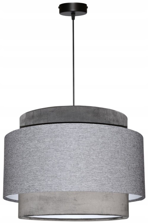 Lampa wisząca Abażur szary AVOLA - tort 35 - zawieszenie czarne
