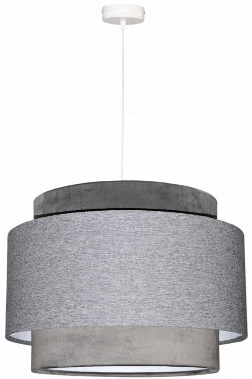 Lampa wisząca Abażur szary AVOLA - tort 35 - zawieszenie białe