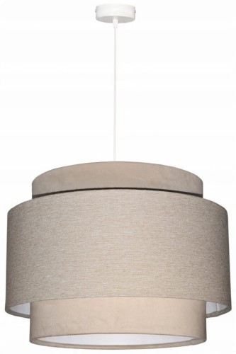 Lampa wisząca Abażur beżowy AVOLA - tort 35 - zawieszenie białe