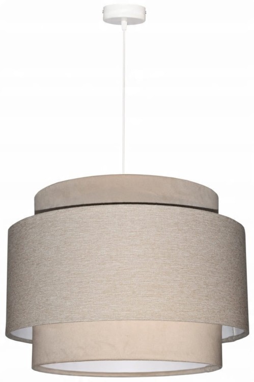 Lampa wisząca Abażur beżowy AVOLA - tort 35 - zawieszenie białe